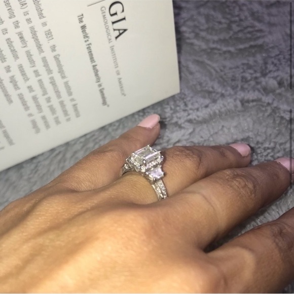 🪞 TACORI Diamond Engagement wedding Emerald Cut 18k Gold Ring - Picture 11 of 17